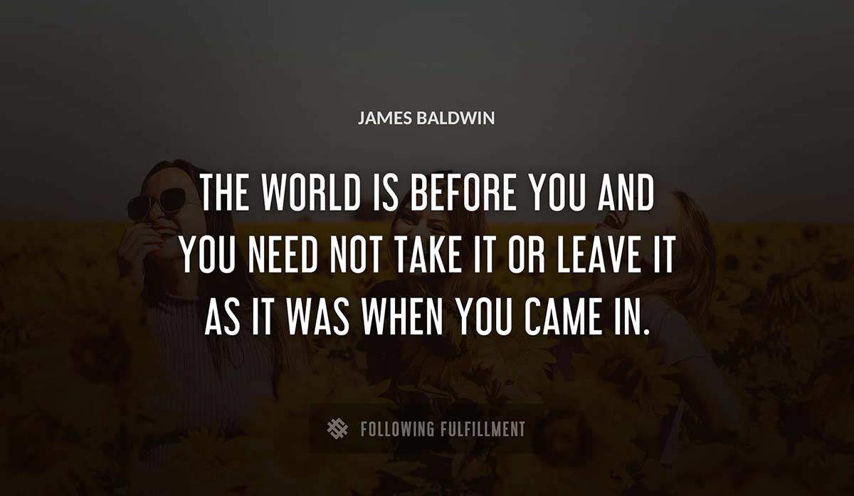 the world is before you and you need not take it or leave it as it was when you came in James Baldwin quote