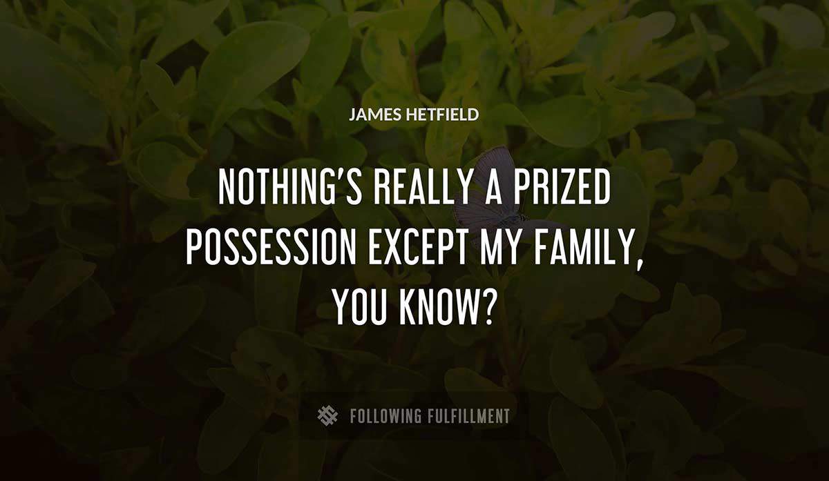 nothing s really a prized possession except my family you know James Hetfield quote