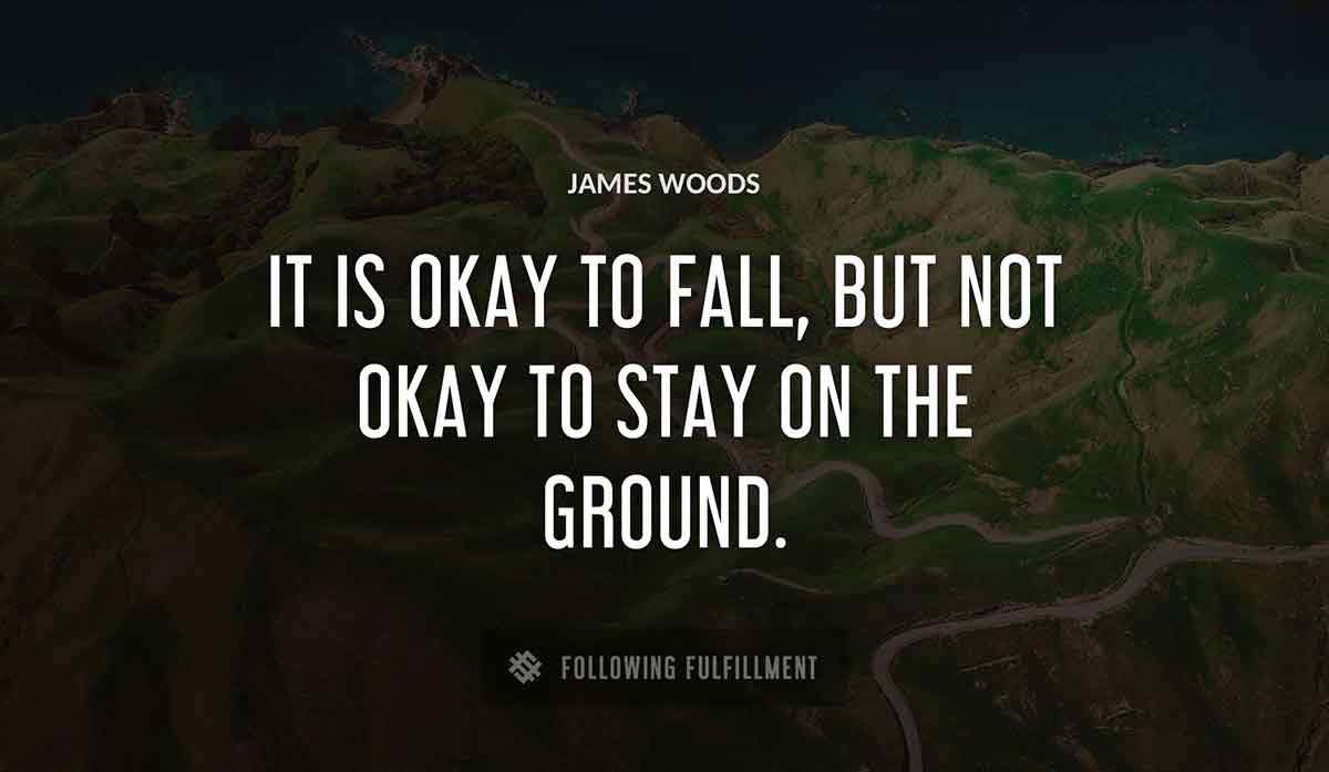it is okay to fall but not okay to stay on the ground James Woods quote