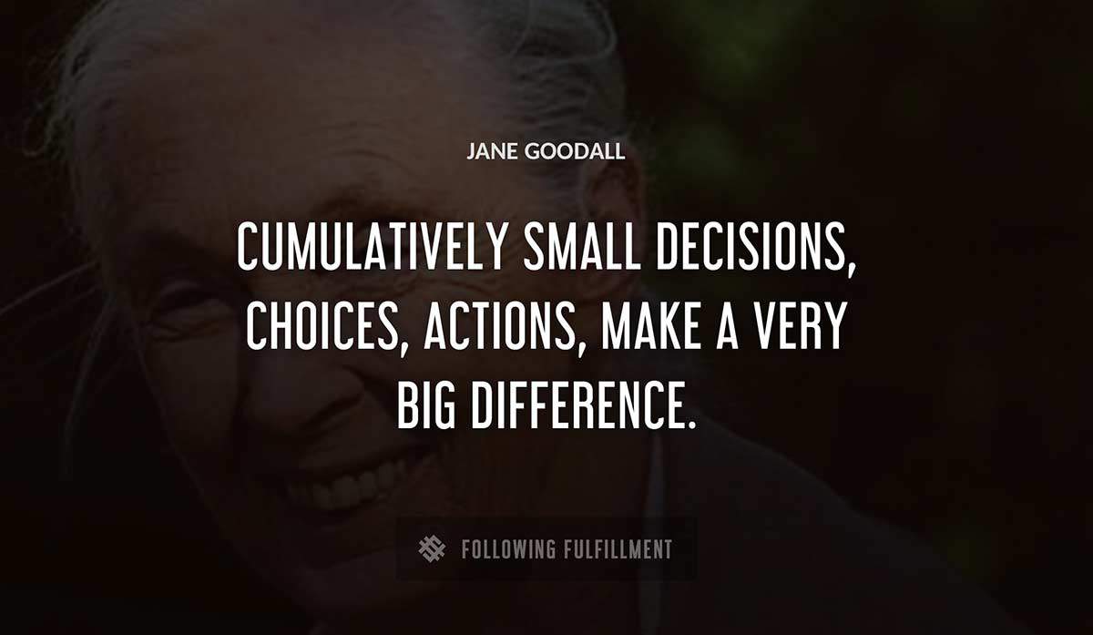 cumulatively small decisions choices actions make a very big difference Jane Goodall quote