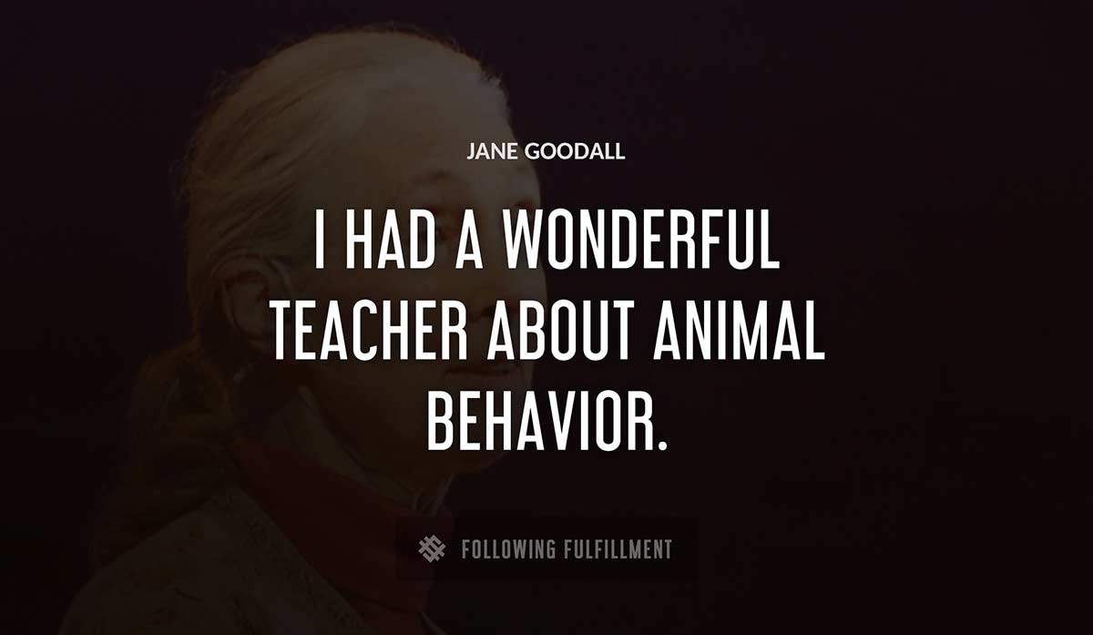 i had a wonderful teacher about animal behavior Jane Goodall quote