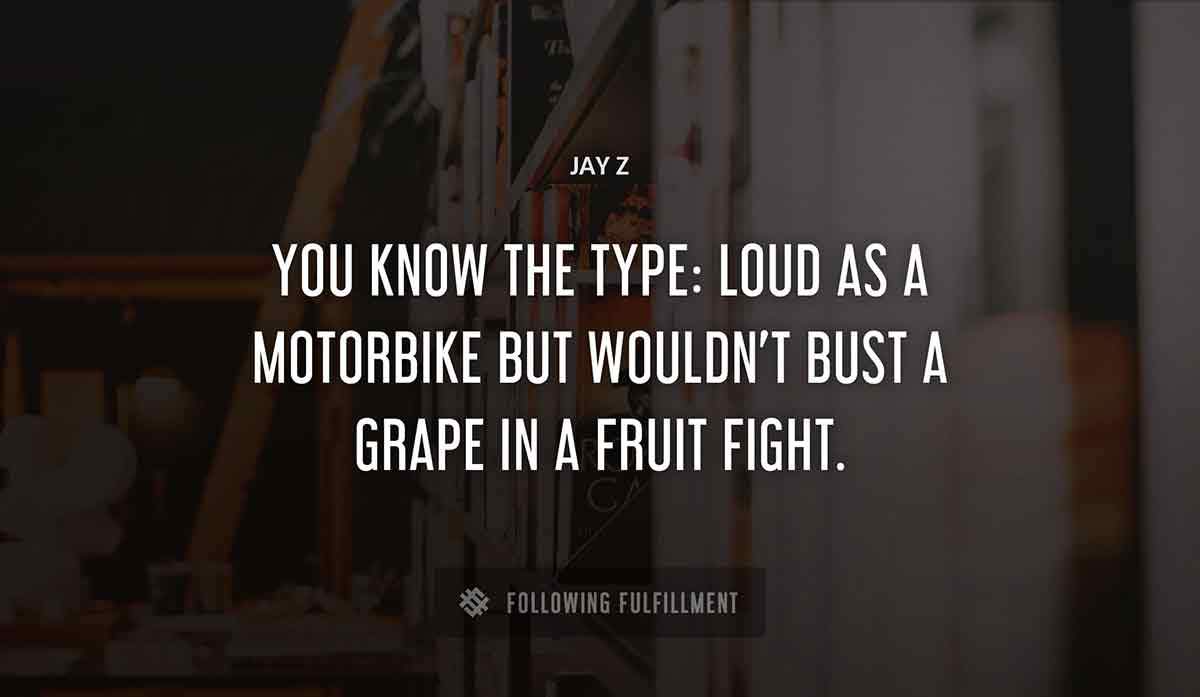 you know the type loud as a motorbike but wouldn t bust a grape in a fruit fight Jay Z quote