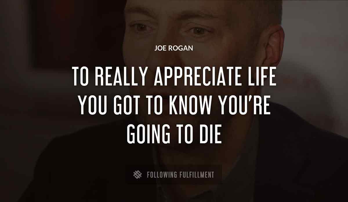 to really appreciate life you got to know you re going to die Joe Rogan quote