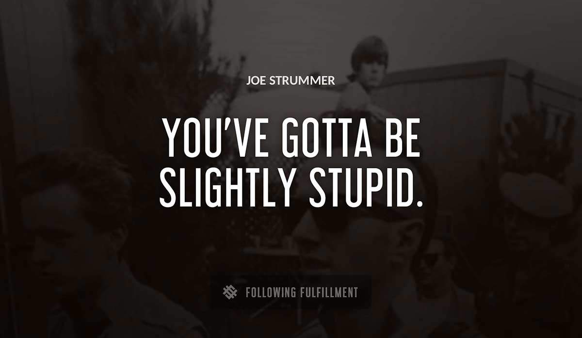 you ve gotta be slightly stupid Joe Strummer quote