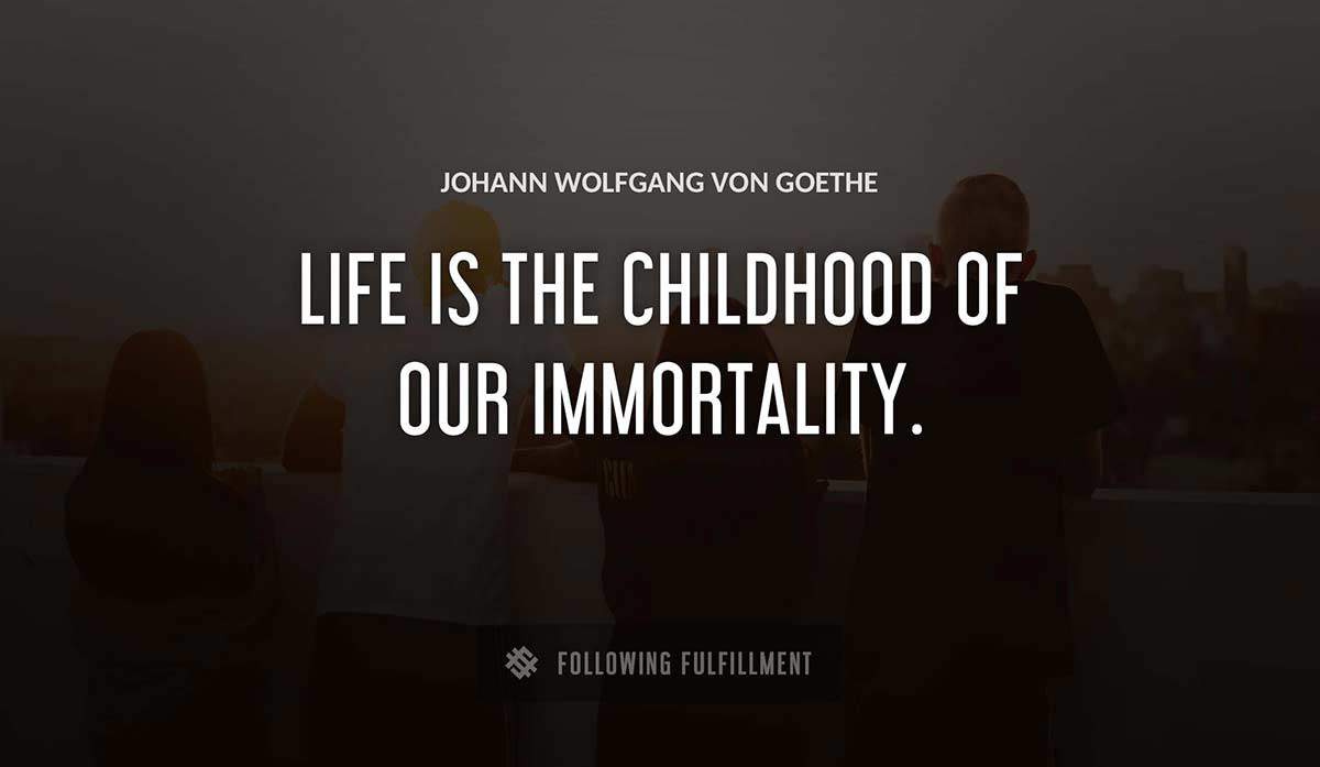 life is the childhood of our immortality Johann Wolfgang Von Goethe quote