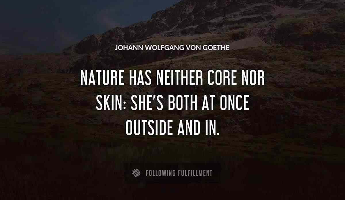 nature has neither core nor skin she s both at once outside and in Johann Wolfgang Von Goethe quote