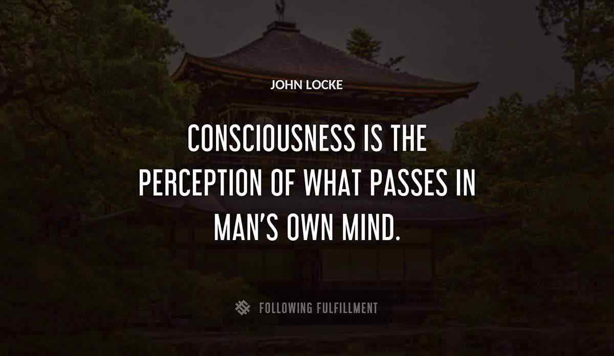consciousness is the perception of what passes in man s own mind John Locke quote