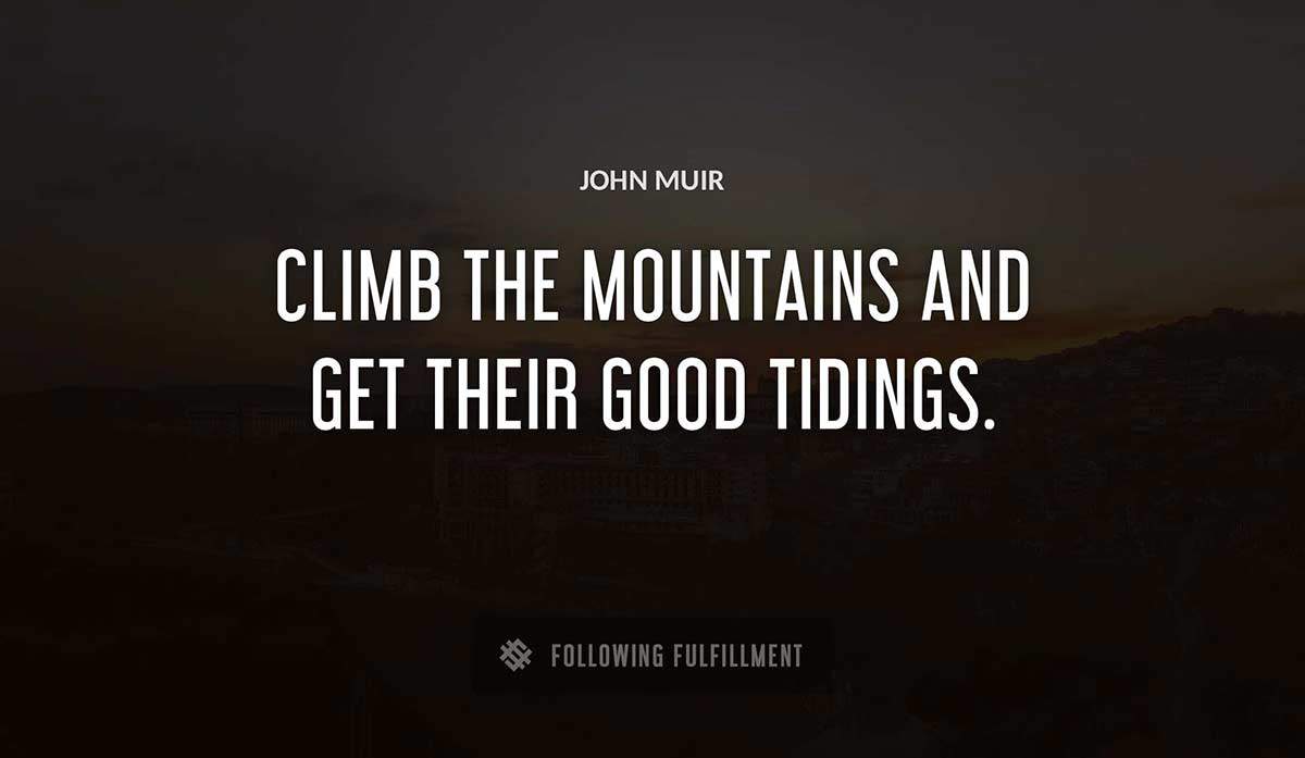 climb the mountains and get their good tidings John Muir quote