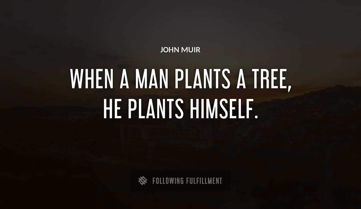 when a man plants a tree he plants himself John Muir quote