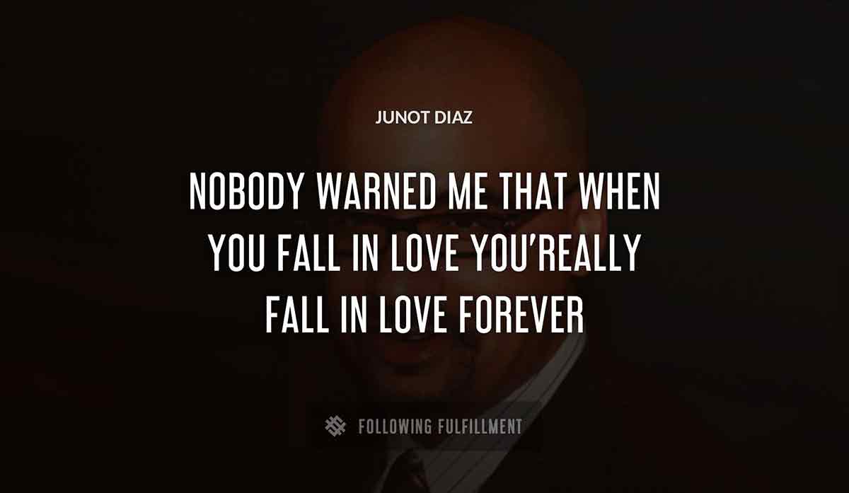 nobody warned me that when you fall in love you really fall in love forever Junot Diaz quote