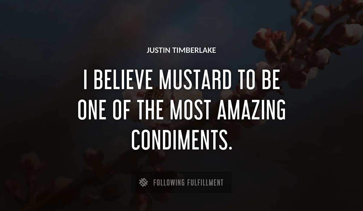 i believe mustard to be one of the most amazing condiments Justin Timberlake quote