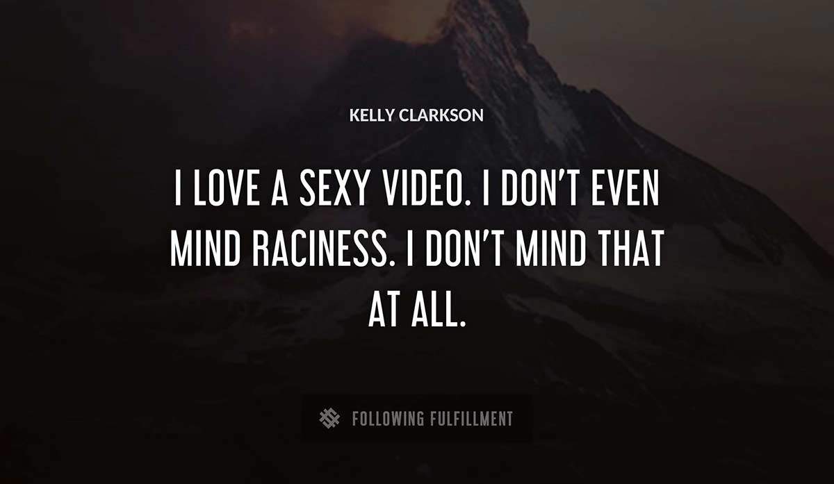 i love a sexy video i don t even mind raciness i don t mind that at all Kelly Clarkson quote
