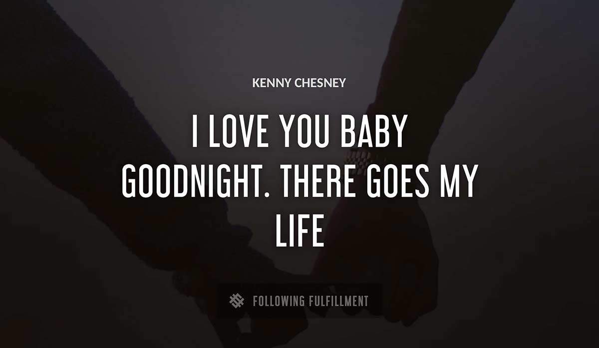 i love you baby goodnight there goes my life Kenny Chesney quote