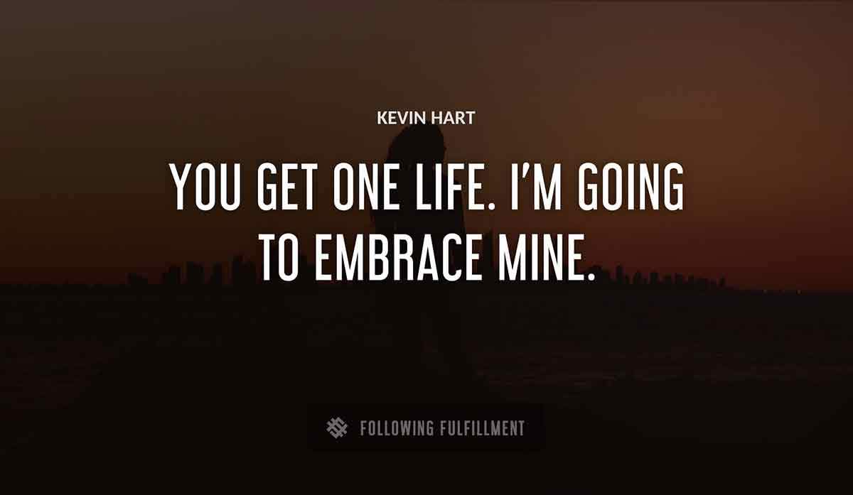 you get one life i m going to embrace mine Kevin Hart quote