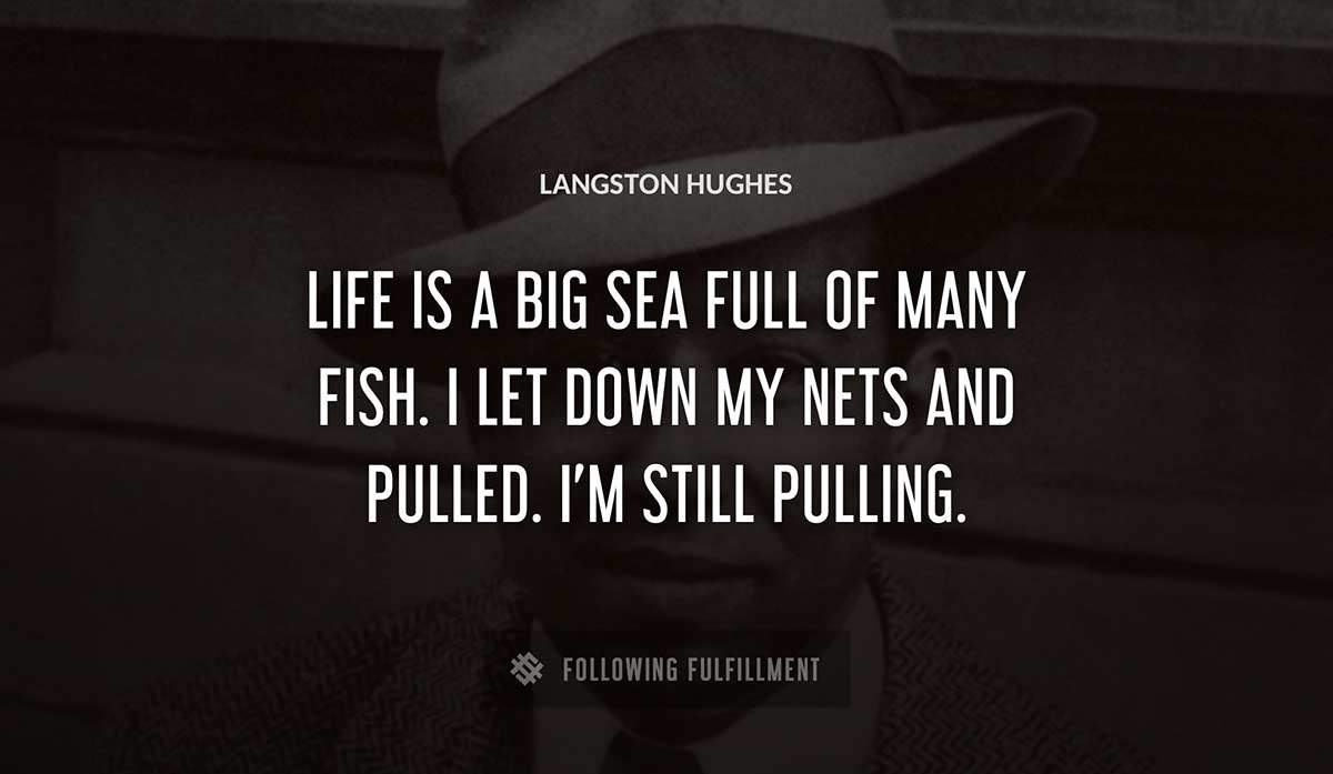 life is a big sea full of many fish i let down my nets and pulled i m still pulling Langston Hughes quote
