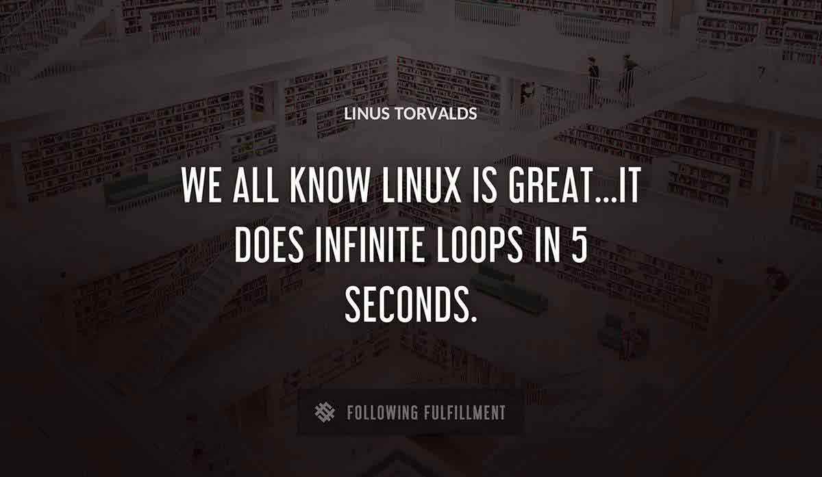 we all know linux is great it does infinite loops in 5 seconds Linus Torvalds quote