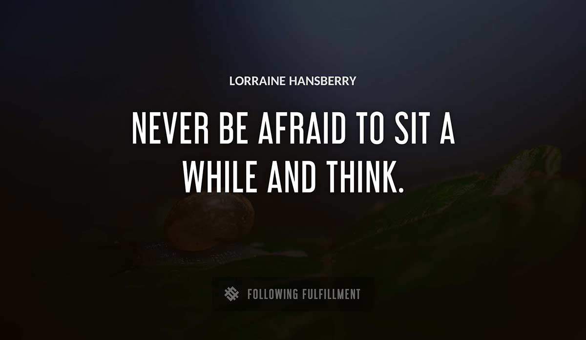 never be afraid to sit a while and think Lorraine Hansberry quote