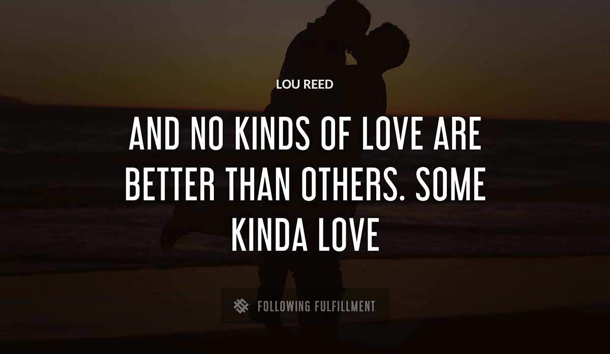 and no kinds of love are better than others some kinda love Lou Reed quote