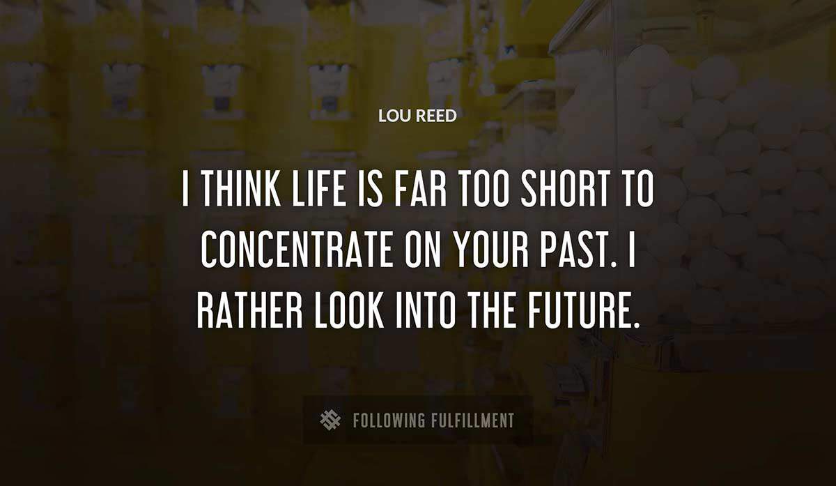 i think life is far too short to concentrate on your past i rather look into the future Lou Reed quote