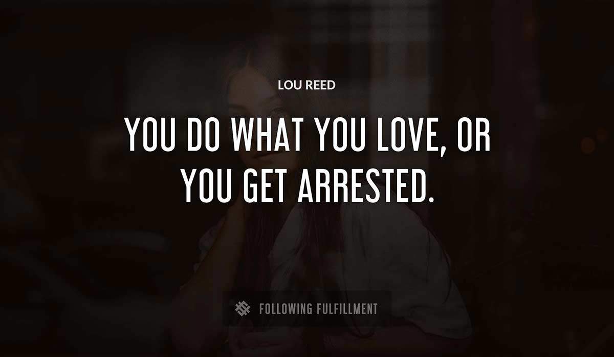 you do what you love or you get arrested Lou Reed quote