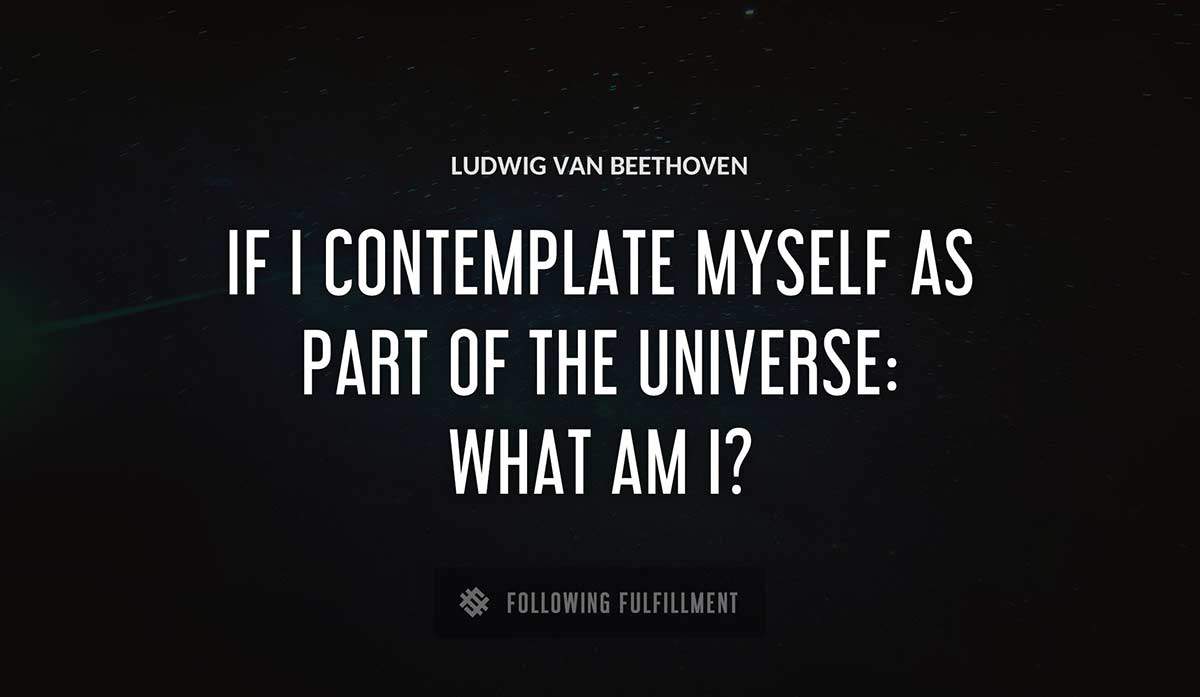 if i contemplate myself as part of the universe what am i Ludwig Van Beethoven quote