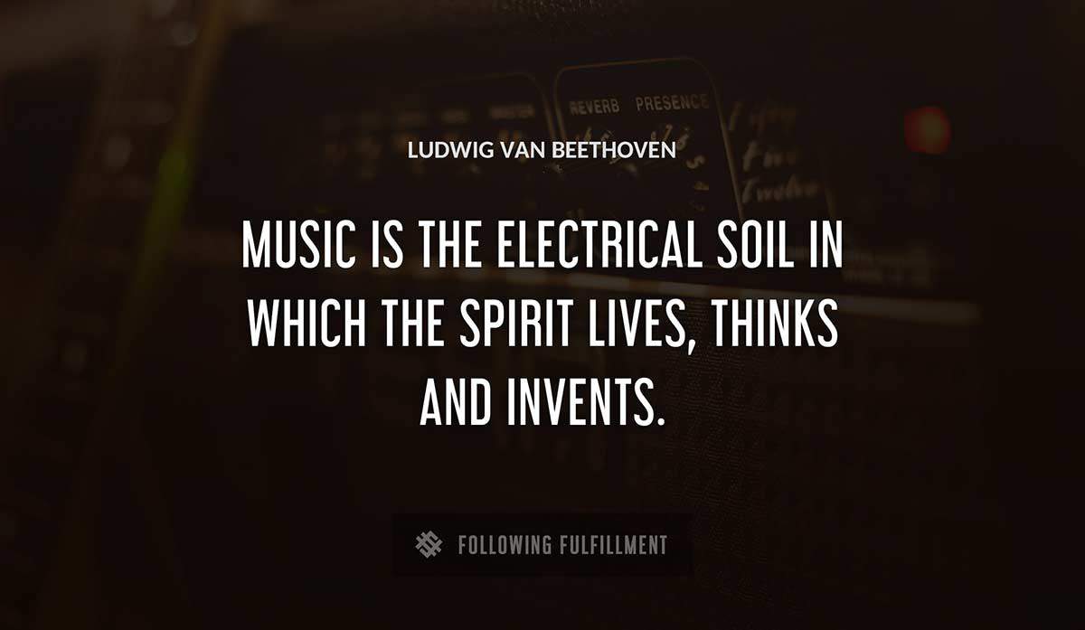 music is the electrical soil in which the spirit lives thinks and invents Ludwig Van Beethoven quote