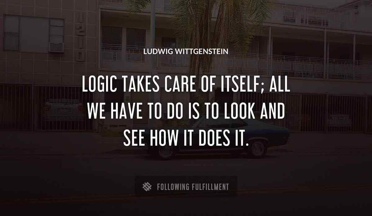 logic takes care of itself all we have to do is to look and see how it does it Ludwig Wittgenstein quote