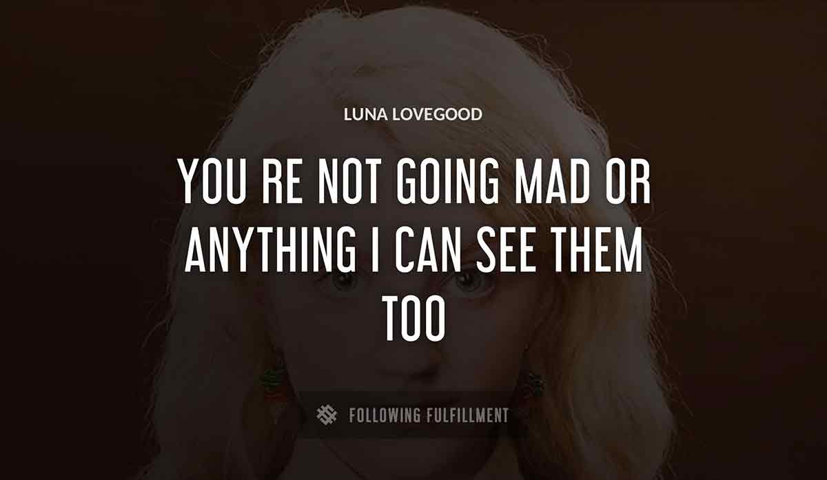 you re not going mad or anything i can see them too Luna Lovegood quote
