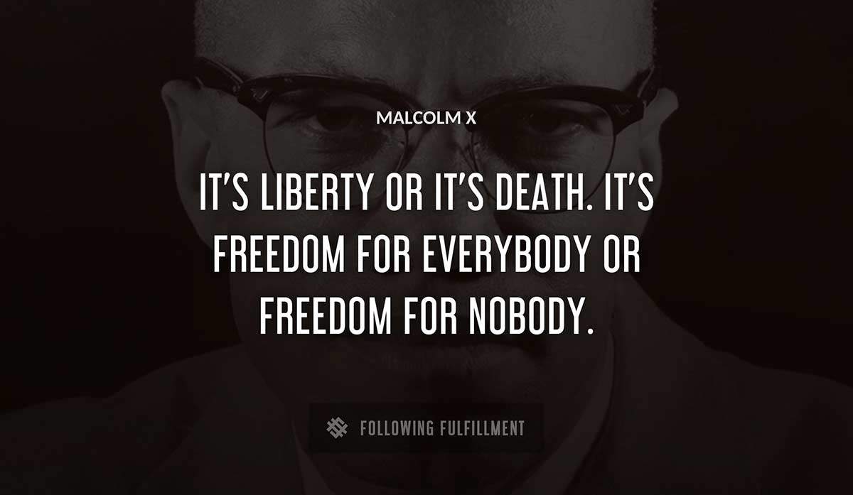 it s liberty or it s death it s freedom for everybody or freedom for nobody Malcolm X quote