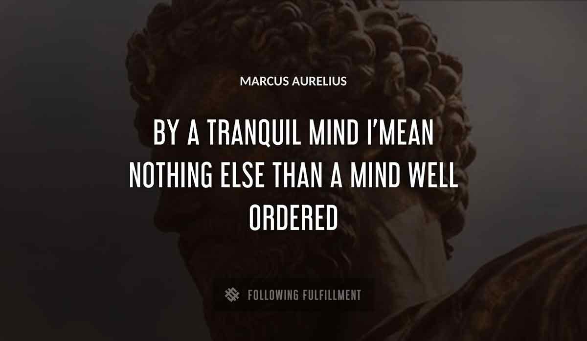 by a tranquil mind i mean nothing else than a mind well ordered Marcus Aurelius quote