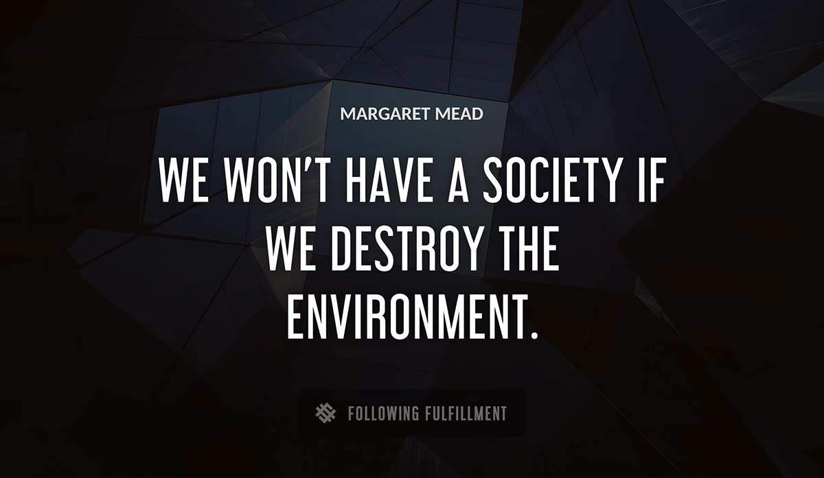 we won t have a society if we destroy the environment Margaret Mead quote