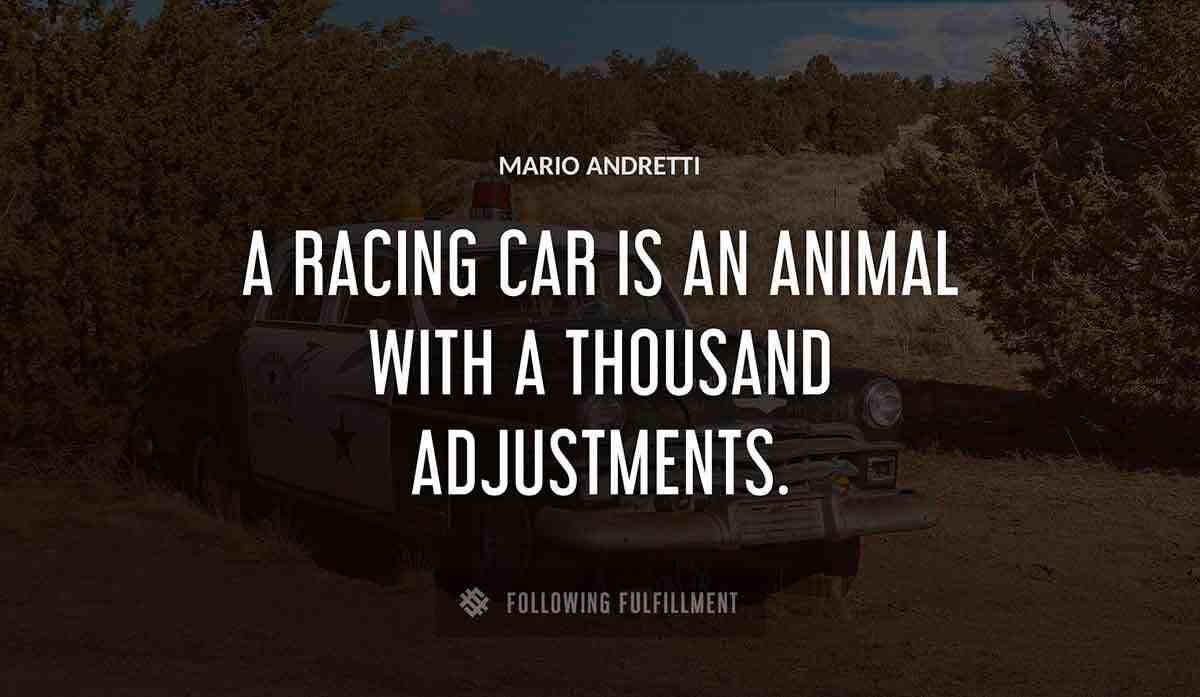 a racing car is an animal with a thousand adjustments Mario Andretti quote