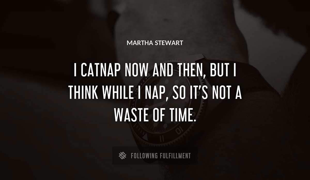 i catnap now and then but i think while i nap so it s not a waste of time Martha Stewart quote
