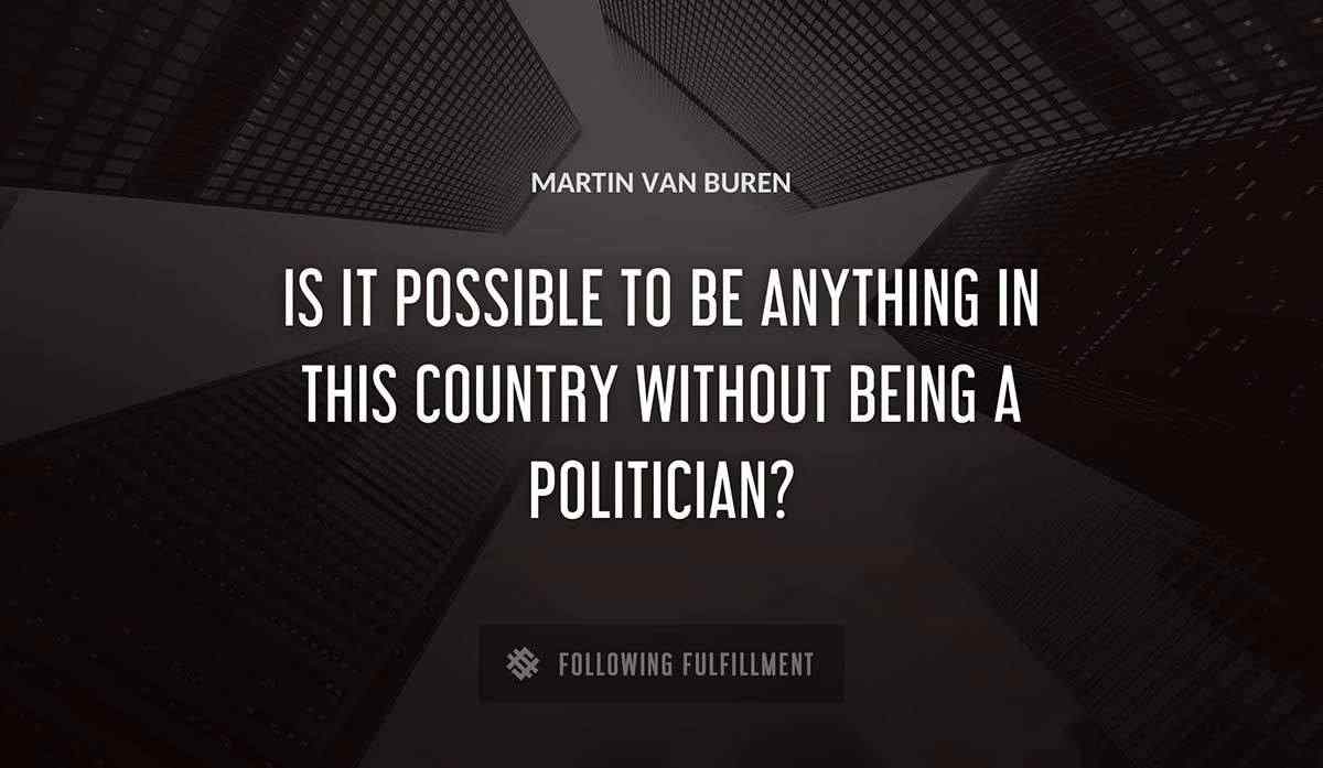 is it possible to be anything in this country without being a politician Martin Van Buren quote
