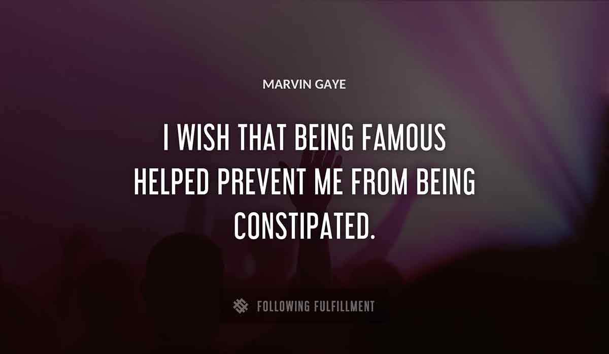 i wish that being famous helped prevent me from being constipated Marvin Gaye quote