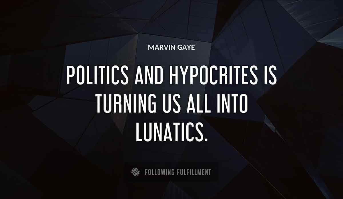 politics and hypocrites is turning us all into lunatics Marvin Gaye quote