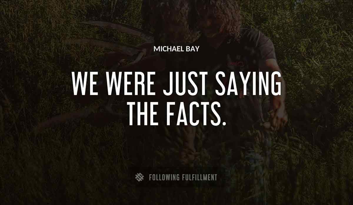 we were just saying the facts Michael Bay quote