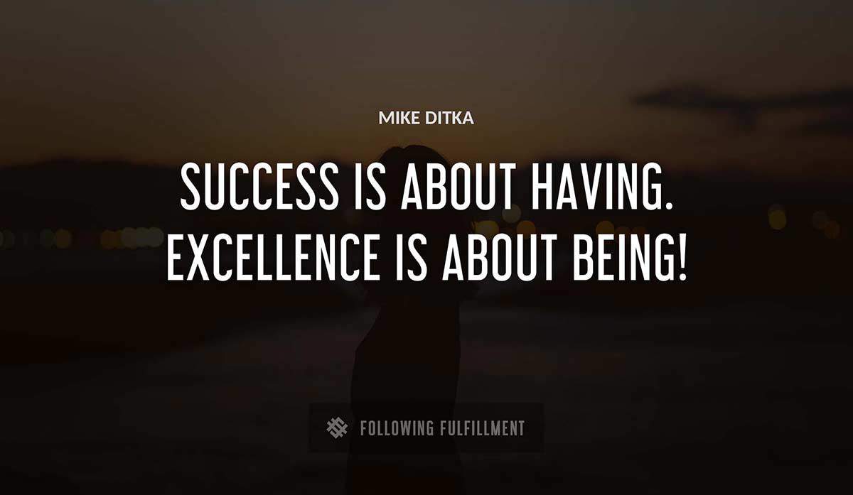 success is about having excellence is about being Mike Ditka quote