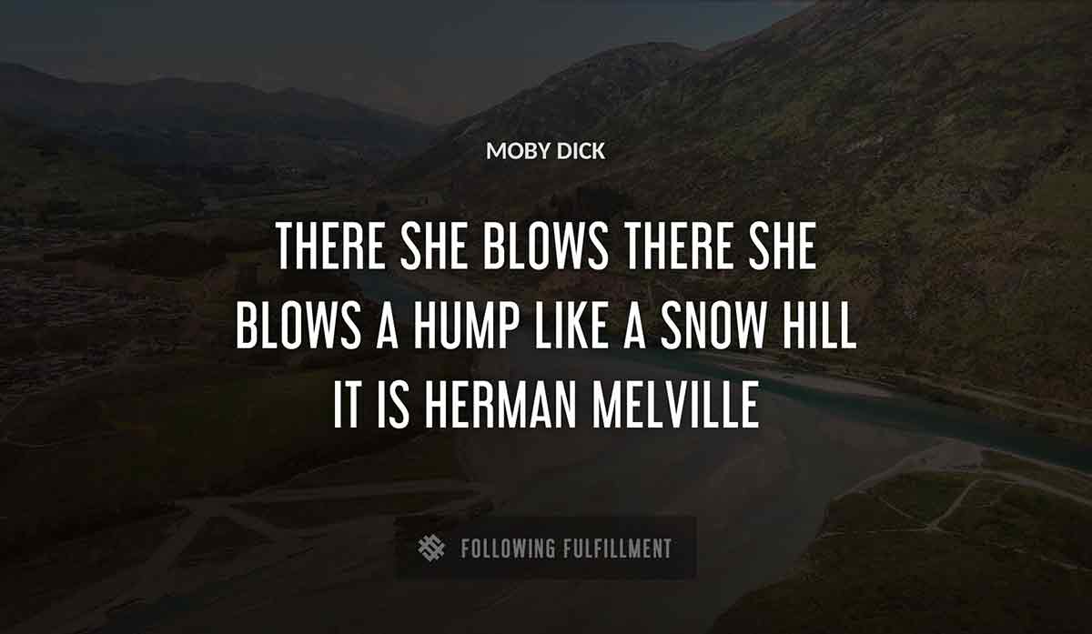 there she blows there she blows a hump like a snow hill it is Moby Dick herman melville quote