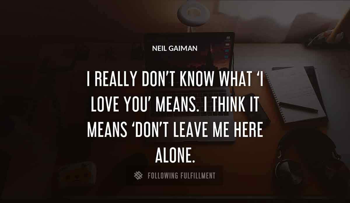 i really don t know what i love you means i think it means don t leave me here alone Neil Gaiman quote