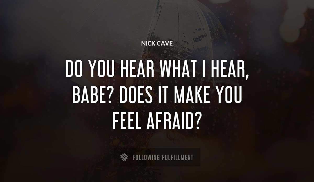 do you hear what i hear babe does it make you feel afraid Nick Cave quote