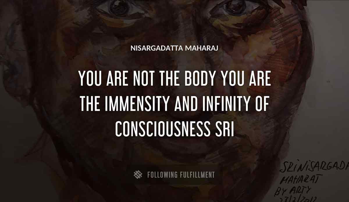 you are not the body you are the immensity and infinity of consciousness sri Nisargadatta Maharaj quote