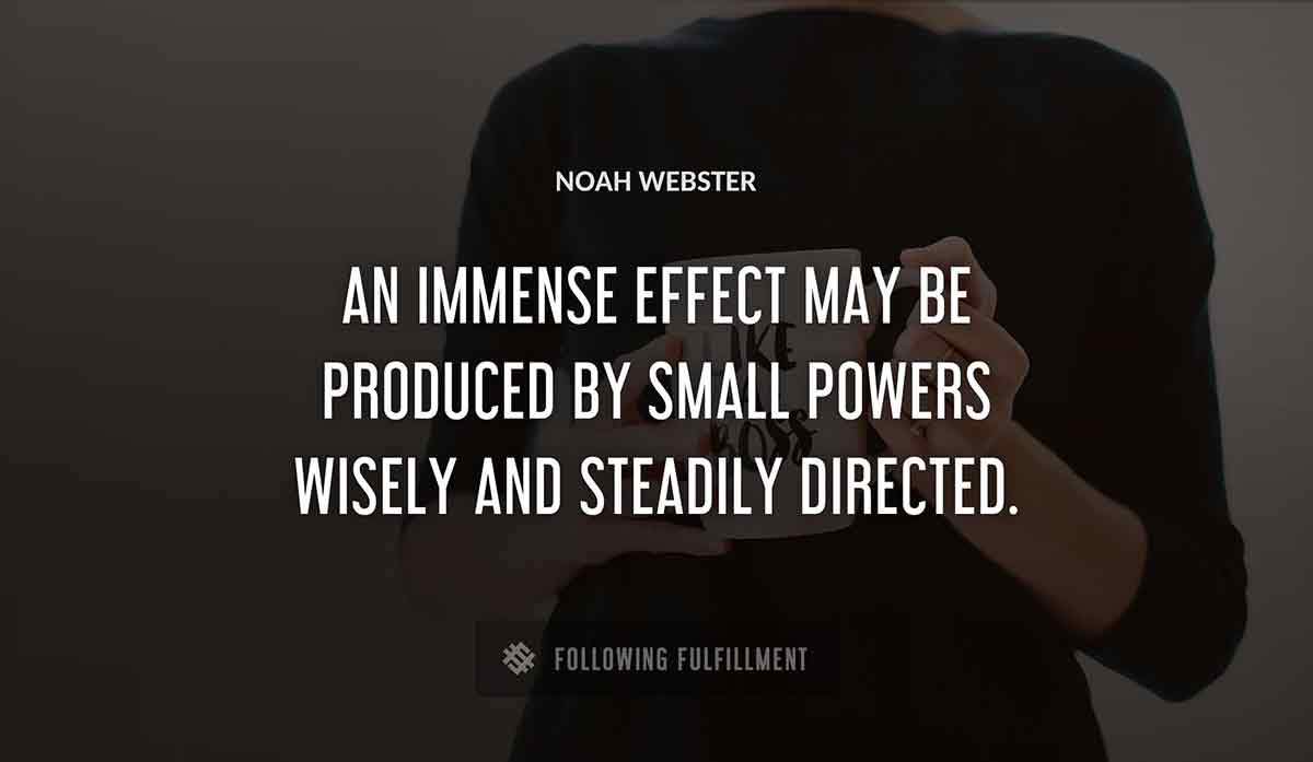 an immense effect may be produced by small powers wisely and steadily directed Noah Webster quote