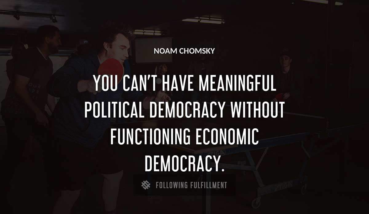 you can t have meaningful political democracy without functioning economic democracy Noam Chomsky quote
