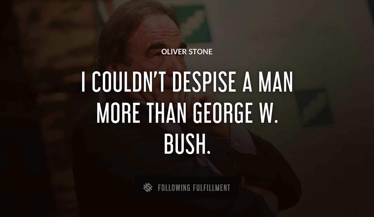 i couldn t despise a man more than george w bush Oliver Stone quote