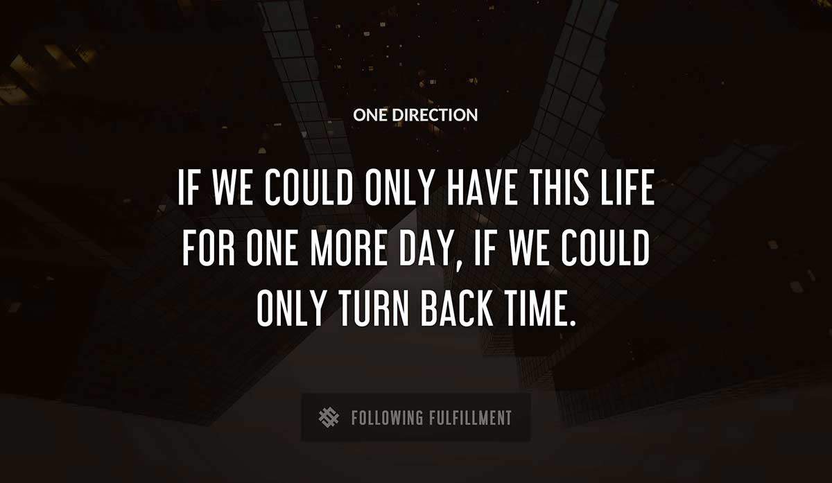 if we could only have this life for one more day if we could only turn back time One Direction quote