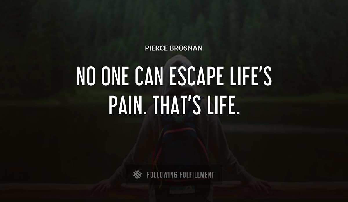 no one can escape life s pain that s life Pierce Brosnan quote