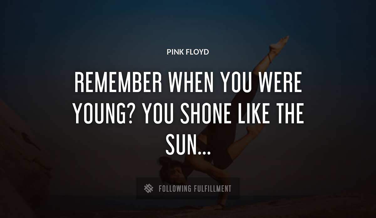 remember when you were young you shone like the sun Pink Floyd quote