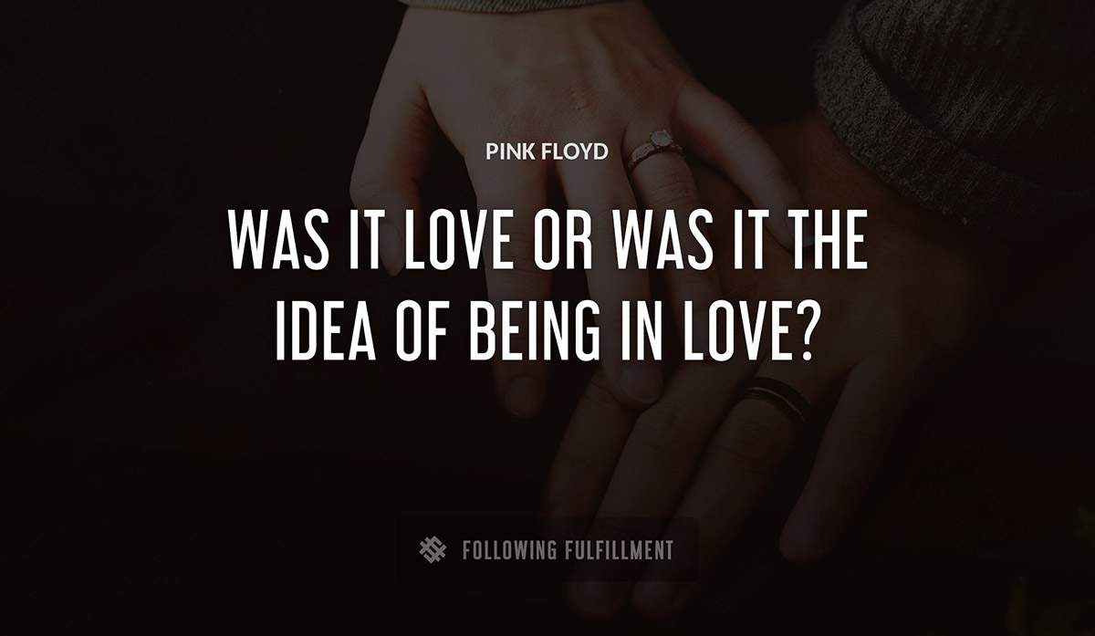 was it love or was it the idea of being in love Pink Floyd quote