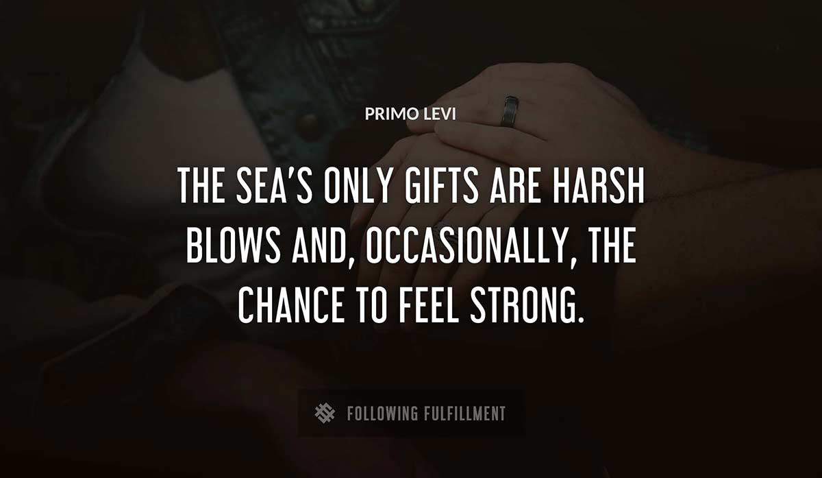 the sea s only gifts are harsh blows and occasionally the chance to feel strong Primo Levi quote